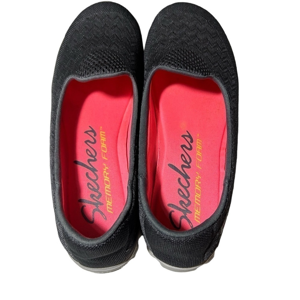 Skechers Charcoal Gray Knit Memory Foam Women’s Comfort Shoes Flats Sz 6 - Picture 3 of 6